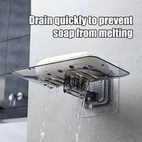 Transparent Drain Soap Holder No Punch Paste Wall Mounted Shower Toilet Suitable For Plastic Storage Box