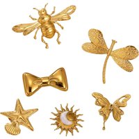 Geometric Bow Brooch Women Elegant Party Wedding Clothing Decoration Pins Insects Bees Gold Color Stainless Steel Jewelry Gift