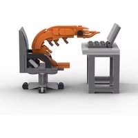 Creative Working Shrimp MOC Building Blocks Set Puzzle Assembly Toy Funny Desktop Ornament Office Decor Gift for Teens Adults