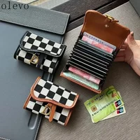 New Black White Check Exquisite High-End Multi-Card Holder for Women Slim Portable Card Case