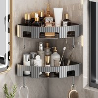Plastic Bathroom Storage Rack New No Punch with Hook Corner Shelf Wall Mount Multi-purpose Shampoo Organizer