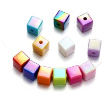10PCS 14mm Acrylic Beads AB Colorful Cube Austria Beads for DIY Jewelry Making Beads Bracelet Earrings Necklace Accessories