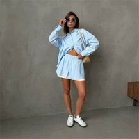 Sweet Striped Long Sleeve Shirt Skirt Pants Set LinJ Spicy Girl Women's Fashion Autumn New Arrival Casual Wear