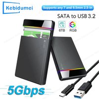 KEBIDUMEI 2.5-inch Hard Disk SSD HDD Enclosure USB 3.2 5Gbps Notebook Solid State Mechanical Type C RGB Mobile Hard Disk Box