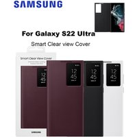 Original For Samsung Clear View Smartphone Cover for Galaxy S22 Ultra S-View Flip Cover Shockproof EF-ZS908