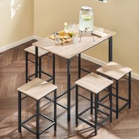 SoBuy OGT11 bartafelset 5-delige eettafel bistrotafel met 4 stoelen zitgroep