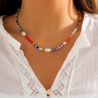 New Korean Fashion Colorful Cute Seed Beads Chain Choker Necklace For Women Baroque Simulated Pearls Beaded Collar Boho Jewelry