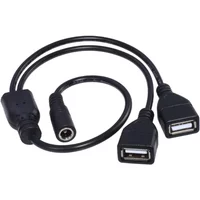 DC Cord 5.5*2.1mm Female To Dual USB Female Extension Cable Power Splitters Supply Adapter Charger Converter