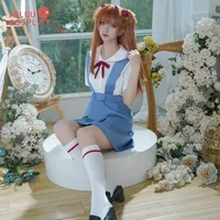 SBluuCosplay Rei Ayanami Asuka Langley Cosplay Costume Women School Uniform Dress Wig Cute Outfit