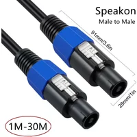 30m 15m 10m 5m 2m Speakon Male To Speakon Male Cables Professional Copper Audio Cord DJ Speaker Cable Wire With Twist Lock