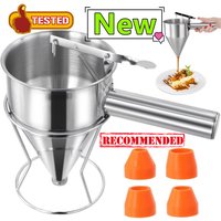 1200/600ml Stainless Steel Funnel Dispenser with Rack Cupcake Pancake Batter Maker Octopus Fish Ball Home Kitchen Baking Tools