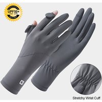 Summer UV Protection Women's Gloves Ice Silk Driving Cycling Finger Flip Touchscreen Non-slip Breathable Walking Lady Gloves