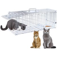 Humane Animal Trap, Live Animal Trap Cage for Stray Cats Raccoons, Squirrels, Rabbits, Moles, Groundhogs, Armadillos, Galvanized
