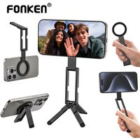 Foldable Phone Tripod Carabiner-Mounted Portable Dual-sided Magnetic Tripod Desk Mount Phone Handle Holder For iPhone 17 16 15