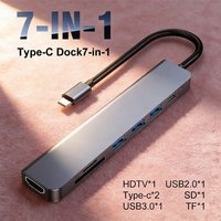 USB-C Hub 7-in-1 – 4K HDMI, USB 3.0 Docking Station, 87W PD Charging, SD/TF Card Reader (Laptop/Tablet/Phone Compatible)