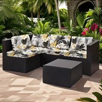 6/8pcs Outdoor sofa cushion cover,Black Gold Tropical Leaf Print Waterproof Sofa Slipcovers for Garden