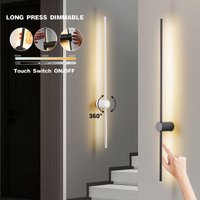 Minimalistyczne, ściemnialne lampy ścienne LED 350 ° Obrotowa obudowa lampy, dotykowy włącznik, regulacja jasności, lampy ścienne LED, kinkiety do sypialni.