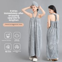 Neck Bathrobe Coral Fleece Absorbent Breathable Extended Bath Skirt Adults Can Wear in The Shower Wrapped with Strap Bath Towel