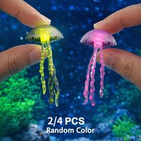2/4Pcs Luminous Jellyfish Aquarium Decor, Multicolor Floating Ornaments, Fish Friendly Underwater Landscape Decor