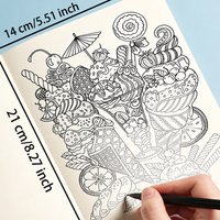 One Stress Relief Line Drawing and Graffiti Coloring Book, Themed Around Ocean Conch Starfish/succulent Cactus/ice Cream Dessert