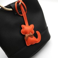 Attractive PU Leather Keychain with Cat Pendant; Stylish Women's Bag Accessory; Lovely Girl Gift