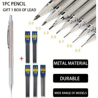 1 Mechanical Pencil Set 0.3/0.5/0.7/0.9/1.3 Mm Lead Core, All Metal, Ergonomic, B Hardness, Cartoon Theme, Office Stationery