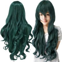 Synthetic Hair Forest Green Lolita Cosplay Wig Curly Sailor Pluto Anime Wigs Tsuyu Asui Halloween Costume Wig for Girl