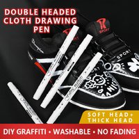 1/3/5pcs Waterproof Double Tip White Paint Marker Pens,Fabric Shoe Clothes DIY Art Graffiti Hand-Painted Stationery Supplies