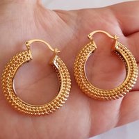 Fashion Gold Color Hoops Earrings Woman Circle Hollow Patterns Party Daily Wear