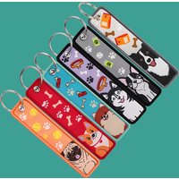 Kawaii Dog Corgi Pug Embroidery Key Tag Motorcycles Cars Backpack Chaveiro Puppy Keychain For Friends Fashion Key Ring Gifts