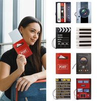Multicolor 3D Pattern Passport Cover Piano Post Audio Tape Camera Certificate Protective Sheath Multi-function Card Holder
