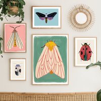 Butterfly Wall Art Ladybug Tiger Moth Beetle Feather Canvas Painting Nordic Poster Printing Wall Picture Room Decoration