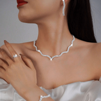 Luxurious water ripple gemstone necklace, bracelet and earring set, crystal fine jewelry for women, wedding party wear