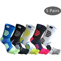5 Pairs Sport Toe Socks Compression Pure Cotton Sweat-Absorbing Colorful Bike Marathon Fitness Outdoor Basketball 5 Finger Socks