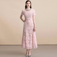 Luxury Beaded Lace Embroidery Flower Long Dress Crystal Embellished Neckline Slim Fit Mermaid Formal Party Dress for Women