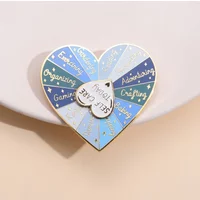 Mental Health Love Heart-Shaped Turntable Enamel Pin Lapel Self Care Today Mood Compass Heavy Metal Funny Brooch Badges Gifts