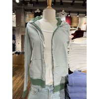 Green Striped Zip-up Hoodie Spring Drawstring Hooded Long Sleeve Cotton Woman's Coat Preppy Style Sweet Sweatshirt New Crop Tops