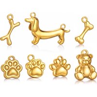 3Pcs Exquisite Dachshund/Puppy/Cat Paw Charms Stainless Steel Pet Dog Bear Pendants Bracelet Necklace Dangle DIY Jewelry Making