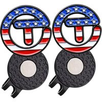 2 pcs USA Themed Stars Stripes Golf Ball Marker with Magnetic Hat Clip Golf Accessories Gift for Golfers Premium Golf Gift