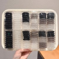9pcs/set Hair Elastics, No Crease Spiral Hair Ties HairBands Multi Color Waterproof Phone Cord HairScrunchies Hair Coils Access