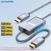 HDMI to DisplayPort 1.4 Cable Unidirectional 8K30Hz HDMI Source to Display Port Display 4K144Hz 2K240Hz for Monitor PS5 Xbox