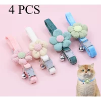 Cartoon Pet Supplies Safety Pet Collar Small Dog Cat Bow Bell Lovely Flowers Bell Dog Necklace Neck Decoration 1 Pcs 4pcs