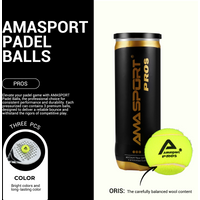 AMASPORT Padel Balls With Pressurized Can, 3 Premium Padel Balls Engineered To Maintain Consistent Speed & Height for Trainning