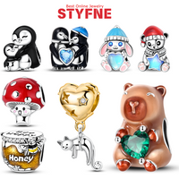 Silver-Plated Hugging Penguins Charms Beads Fit Original Bracelets Bag Keychain Charms Beads Pendant Diy Women Jewelry Gift