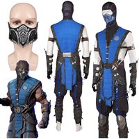 Fantasia MK1 Sub Zero Cosplay Clothing Mask Game Mortal Kombat Disfraz Costume Adult Men Fantasy Halloween Carnival Party Cloth