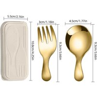 2-Pack Gold Stainless Steel Camping Fork and Spoon Set - Portable, durable and lightweight tableware for outdoor adventures