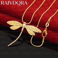 18K Gold Plated Dragonfly Pendant Necklace For Women Men Creativity Gifts Street All-match Party