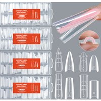 256Pcs Sandwich Nail Dual Form Coffin/Almond/Stiletto/Square Nail Mold with Guide Line 16-Size Top & Bottom Quick Nail Extension