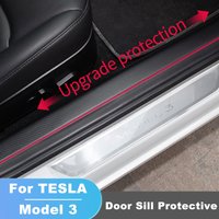 For Tesla Model 3 2016-2024 Car Leather Front And Rear Door Sill Protective Hidden Protection 4pcs/Set