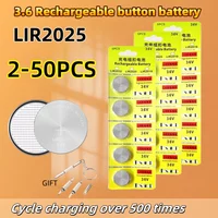 2-50PCS LIR2025 Rechargeable 3.6V 25mAh Lithium Coin Battery for Watches, Can Replace CR2025 Button Cell Long Lasting